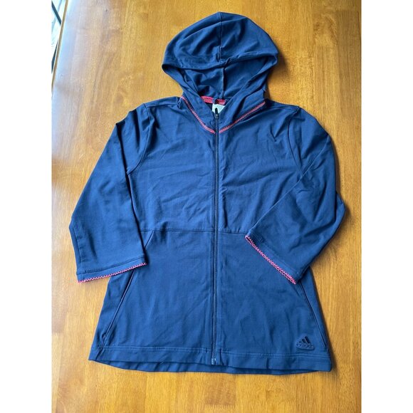 adidas Jackets & Blazers - Adidas Womens Y2K Navy Hoodie Full-Zip Long Sleeve Size 2XL
